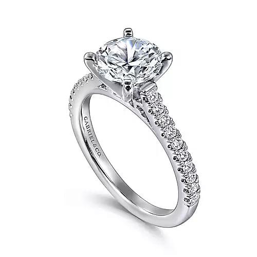 14K 0.24ct-Diamond 2.73-CZ Semi-Mount Ring