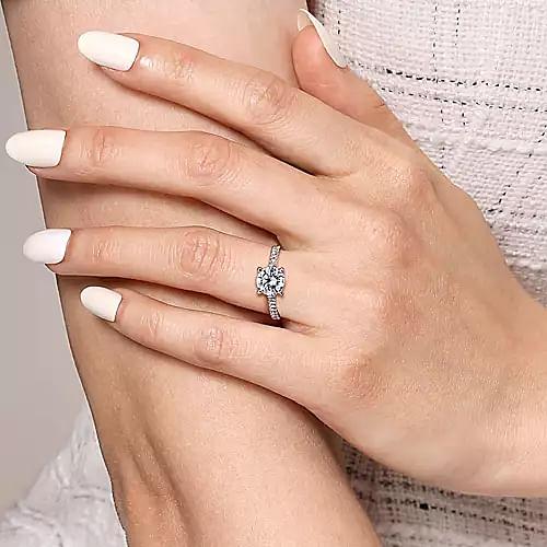 14K 0.24ct-Diamond 2.73-CZ Semi-Mount Ring